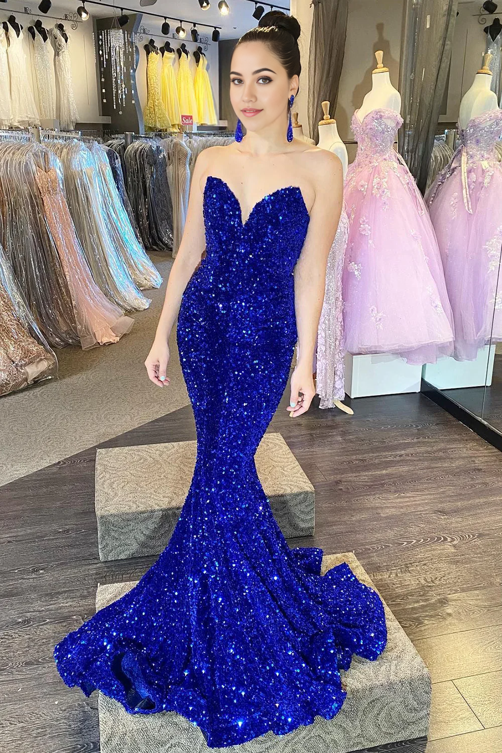Mermaid Sweetheart Dark Green Sequins evening gown formal dresses Long Prom Dress